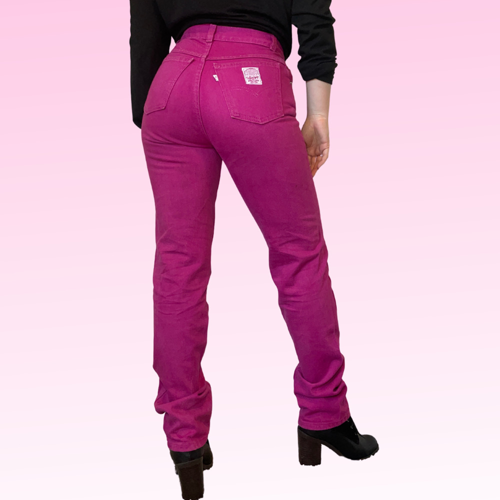 Rare Hot Pink Levi's White Tab Straight Leg Jeans - Junior Size 9 (Modern 26)